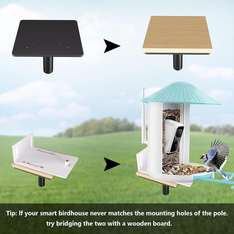 RINLAIN Bird Feeder Pole Kit 110 Inch,Bird House Pole for Outdoors Heavy Duty,5 Base Prongs Adjustable Birds Feeder Stand for House - Image 5